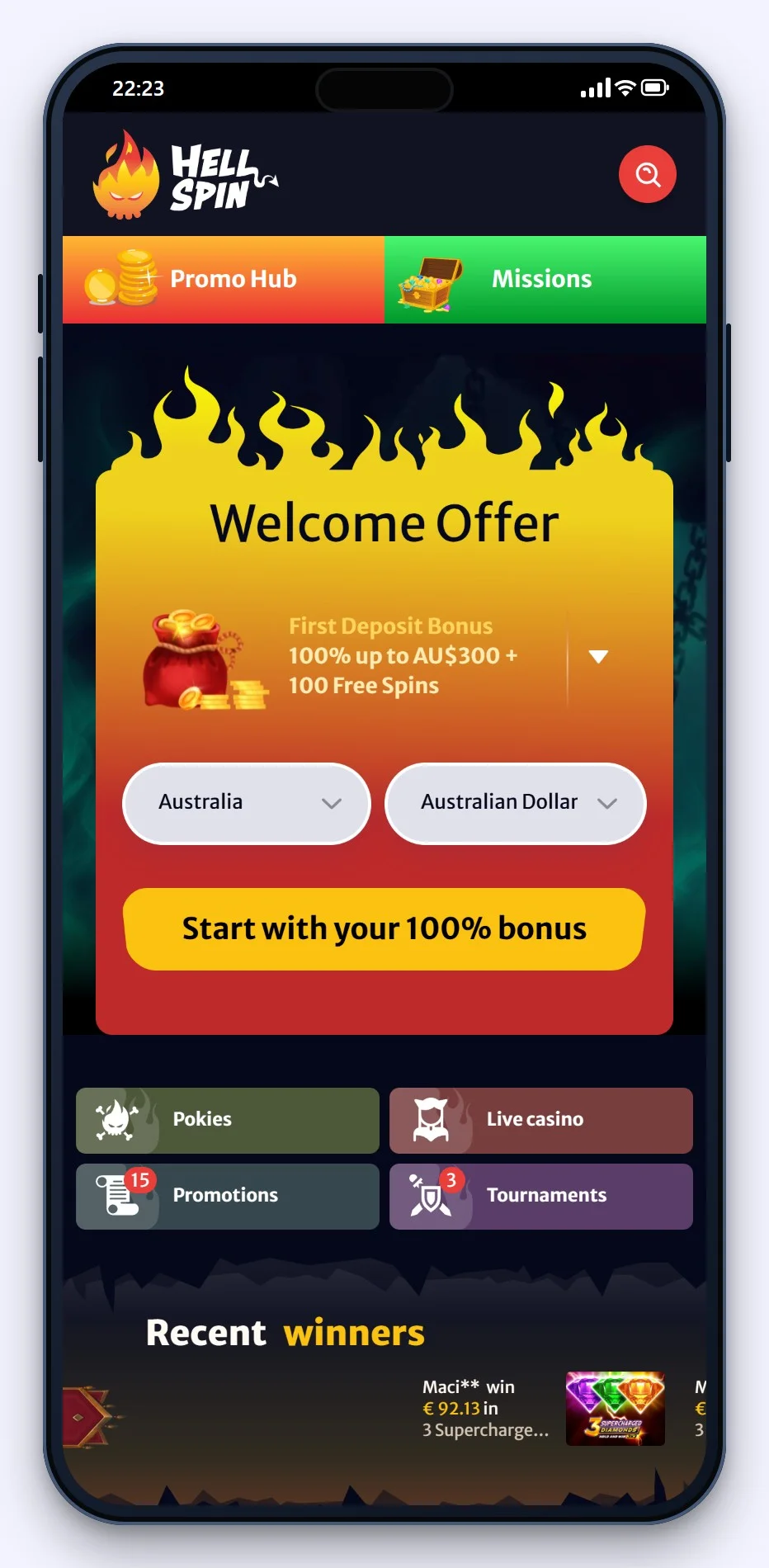 online casino curacao: the HellSpin homepage