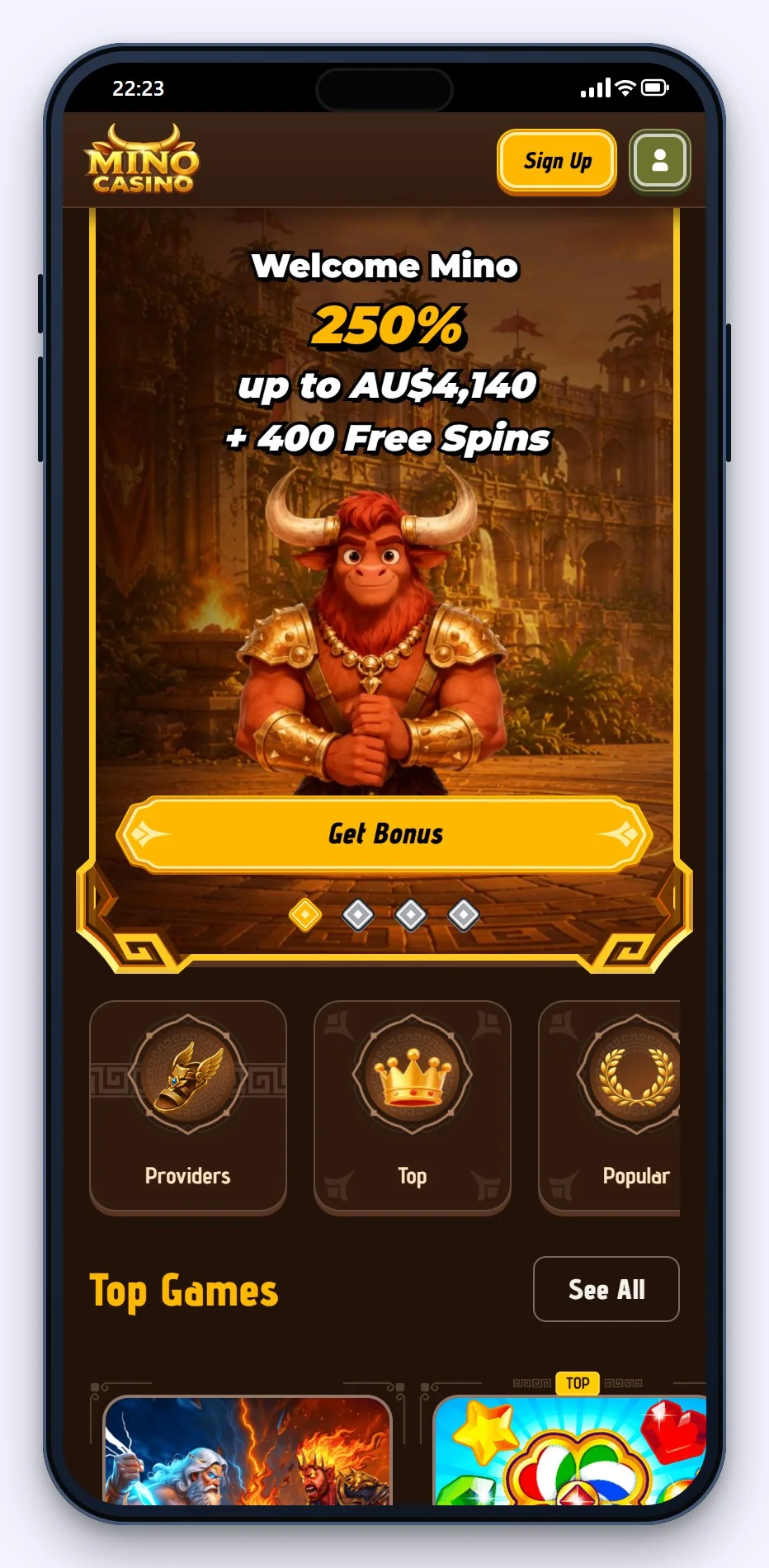 best curacao online slots: the Mino Casino homepage