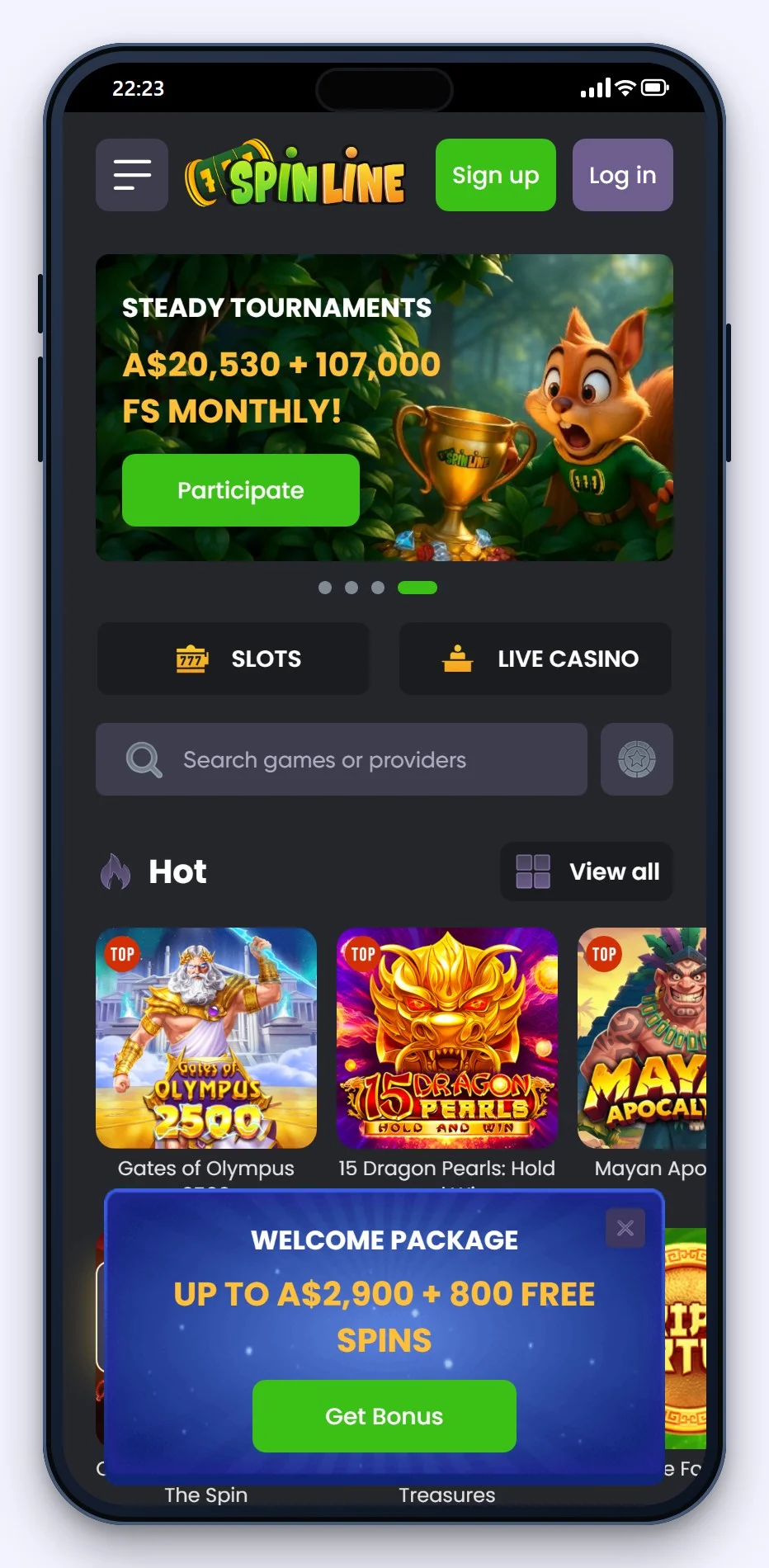 the Spinline mobile site from our curacao bookmakers comparison