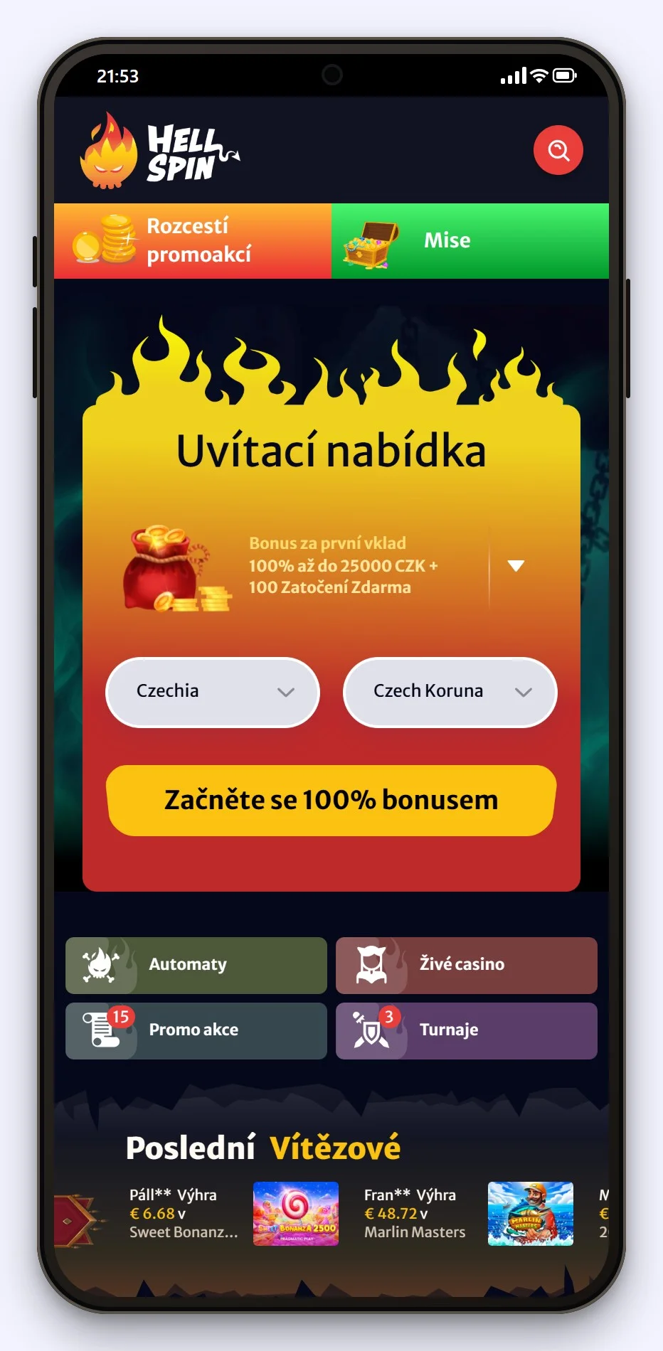curacao gambling licence: úvodní stránka kasina HellSpin
