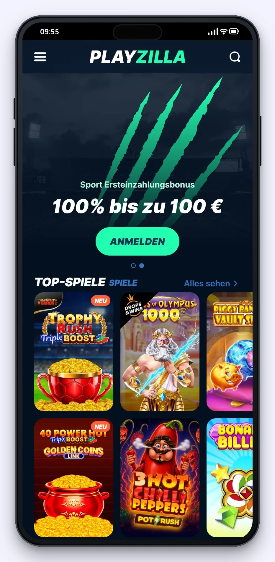 Online Casino Curacao: die Lobby von Playzilla